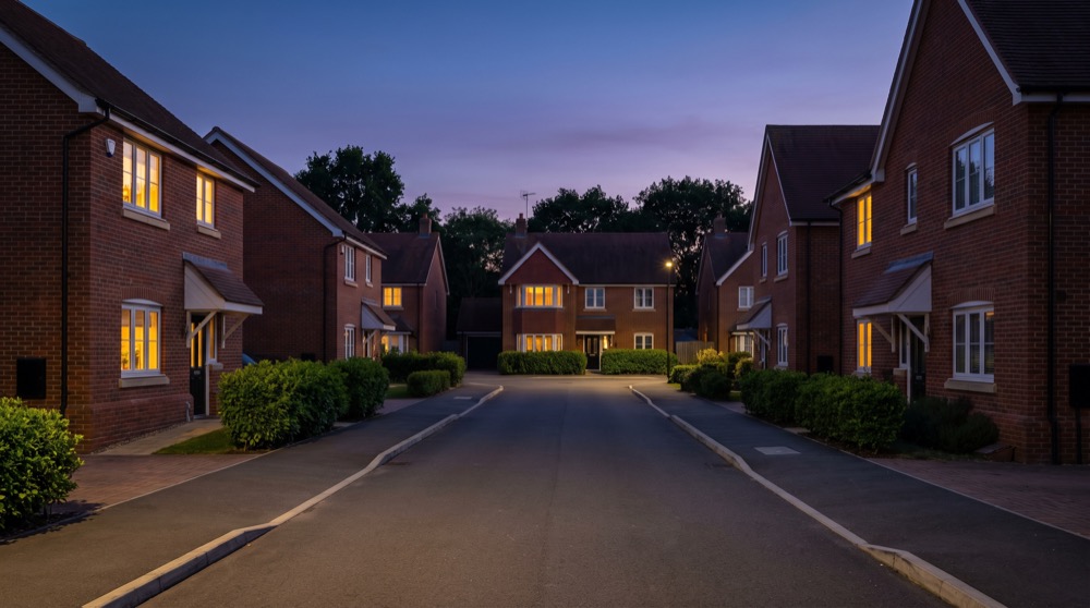 Modern Kent homes at dusk
